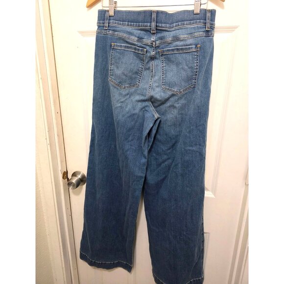 NWT Spanx Women's High-Waisted Wide-Leg Denim Jeans L/G Light Wash - Picture 3 of 9